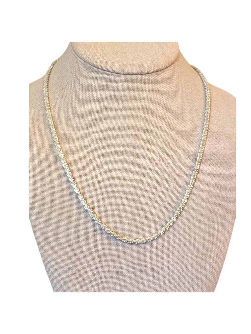 4mm Margherita Sparkly Spiral 925 Italy Sterling Silver Chain 20" Necklace